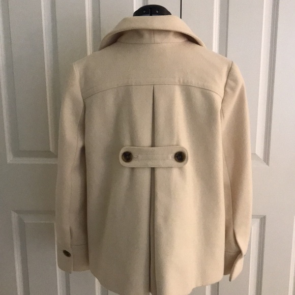 Banana Republic Cream Ivory Wool Double Breasted Women's Coat Size L - Picture 5 of 16
